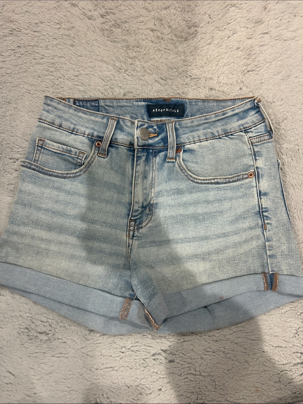 Aeropostale Light Blue Cuffed Denim Shorts